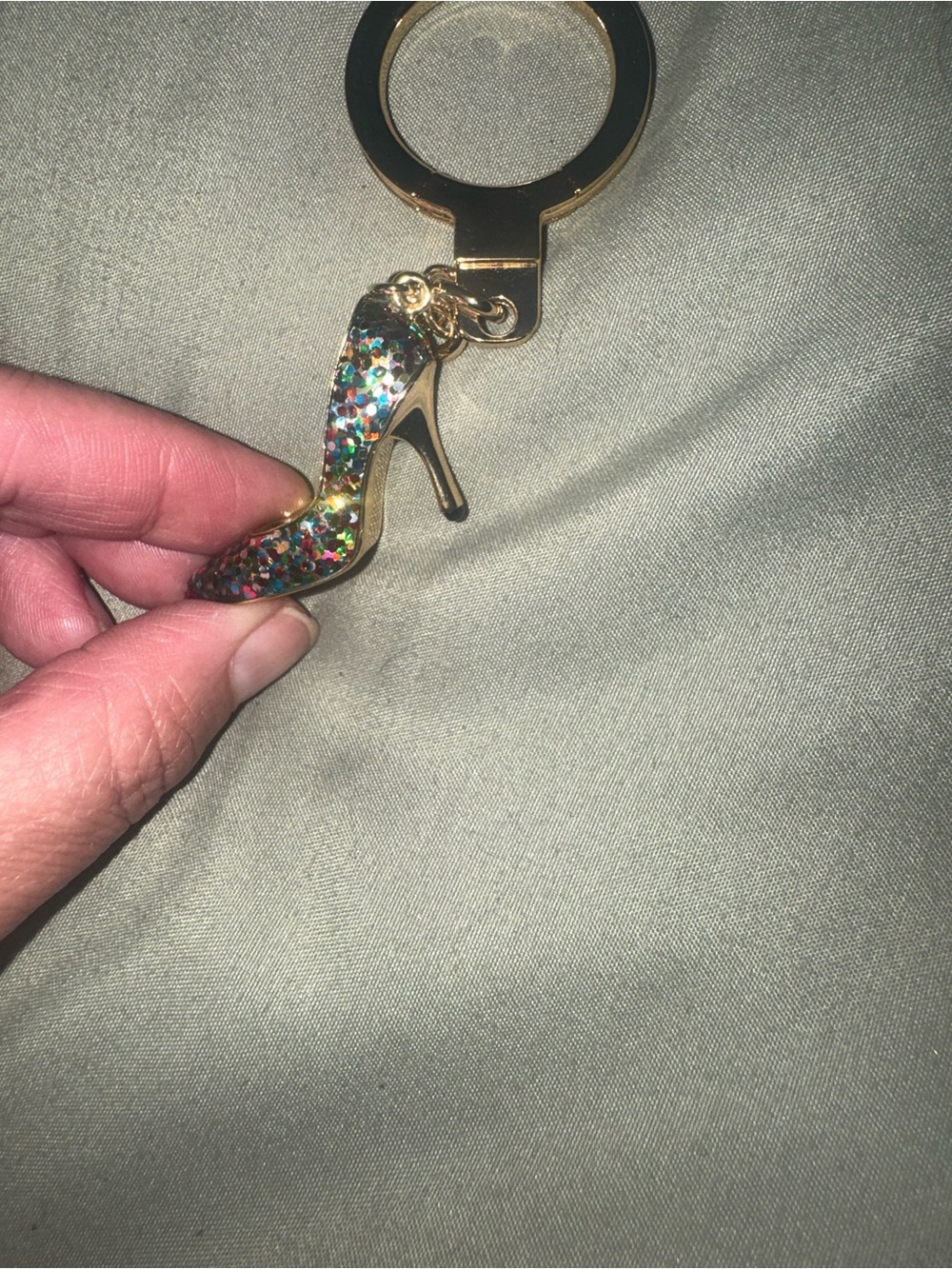 Kate spade Gold High Heel Keychain, Fob Multicolor Glitter Accent. rare! - Picture 4 of 10